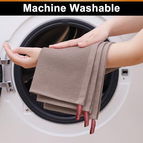 Homaxy 100% Cotton Waffle Weave Dish Cloths, 12 Pack, Brown | Soft and Absorbent Dish Towels, 12 x 12 Inches Quick Dry Dish Rags - color: Brown, size: 12 x 12 - 12 Pack