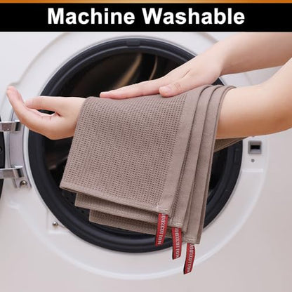 Homaxy 100% Cotton Waffle Weave Dish Cloths, 12 Pack, Brown | Soft and Absorbent Dish Towels, 12 x 12 Inches Quick Dry Dish Rags - color: Brown, size: 12 x 12 - 12 Pack
