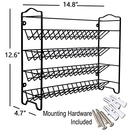 SWOMMOLY Spice Rack Organizer with 32 Glass Spice Jars and 396 Spice Labels | Chalk Marker, Funnel - Spice Organizer for Cabinet, Countertop, Pantry, Cupboard & Wall Mount, 14.8" W × 12.6" H, Black