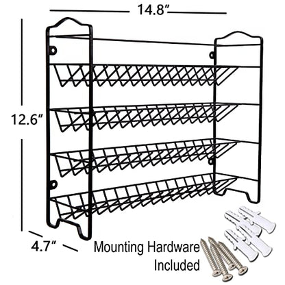 SWOMMOLY Spice Rack Organizer with 32 Glass Spice Jars and 396 Spice Labels | Chalk Marker, Funnel - Spice Organizer for Cabinet, Countertop, Pantry, Cupboard & Wall Mount, 14.8" W × 12.6" H, Black