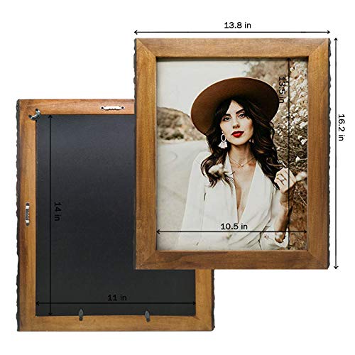 IKEREE 11x14 Rustic Picture Frames with Bark Edges, Wood Photo Frame Wall Mounting Display, Natural Brown - size: 11x14 inch