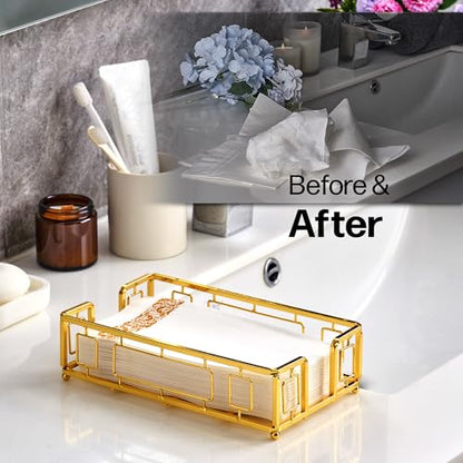Guest Hand Towel Holder Tray for Bathroom Countertop, Gold Metal | Guest Bathroom, Powder Room & Vanity Use - color: I - Matt Gold Guest Towel Holder Tray, size: Guest Towel Holder