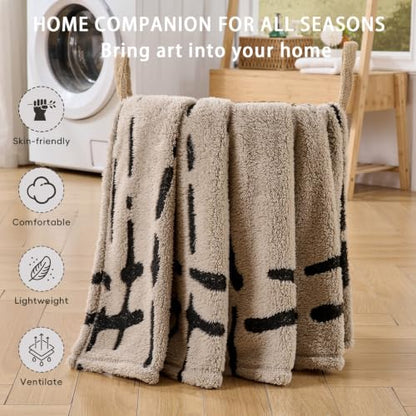 Minimalist Throw Blanket-Cozy Soft Lightweight Fuzzy Throw Blanket for Sofa, Couch, Bed & Chair,Beige, 50" x 60" - color: Beige 2