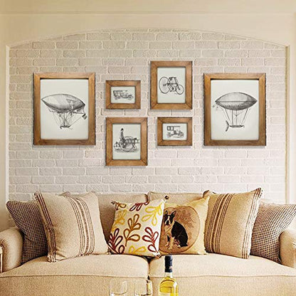 IKEREE 4x6 Rustic Picture Frames with Natural Bark Edges, Brown Wood Photo Frame for Tabletop or Wall Mounting Display - size: 4x6 inch