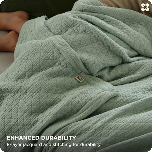 Bedsure PureWoven 100% Cotton Muslin Blanket 8-Layer, Twin, Sage Green | 66" X 90", Breathable, Moisture-Wicking, All-Season, Softens After Wash, 460 GSM, Gauze Bedding, Low Shedding, for Adults - color: Sage Green, size: Twin-XL