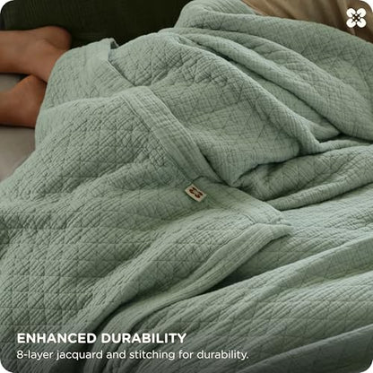 Bedsure PureWoven 100% Cotton Muslin Blanket 8-Layer, Twin, Sage Green | 66" X 90", Breathable, Moisture-Wicking, All-Season, Softens After Wash, 460 GSM, Gauze Bedding, Low Shedding, for Adults - color: Sage Green, size: Twin-XL
