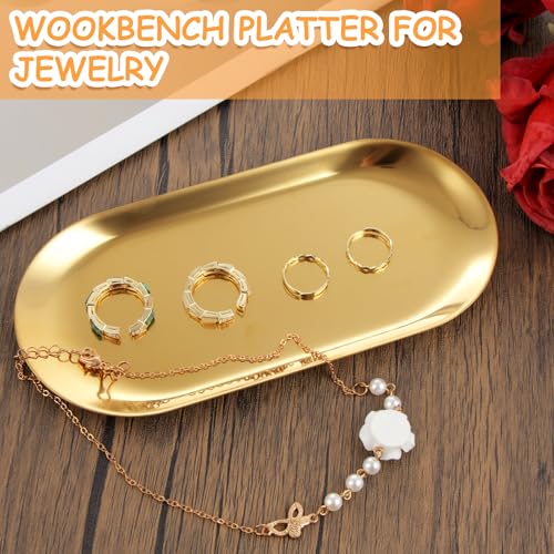 10PCS Stainless Steel Serving Tray Set Gold Platters for Serving Food Extra Small Metal Trays Decorative 7" Long Plate Oval Storage Trays Thickened Serving Dishes for Party Buffet Sushi Snack