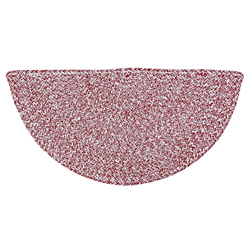 Super Area Rugs Farmhouse Braided Rug Cotton Kitchen Reversible Carpet Red & White, 20" X 40" Half Circle - color: Red & White, size: 1'8" x 3'4" (Semicircular)