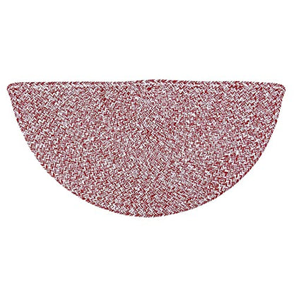 Super Area Rugs Farmhouse Braided Rug Cotton Kitchen Reversible Carpet Red & White, 20" X 40" Half Circle - color: Red & White, size: 1'8" x 3'4" (Semicircular)