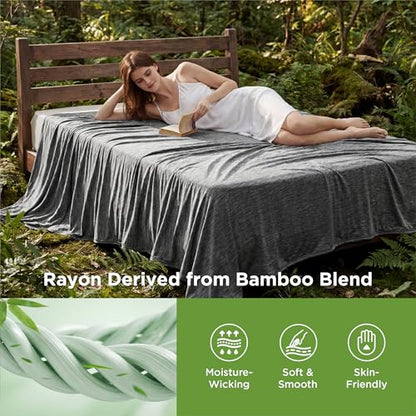 Bedsure Summer Cooling Blanket King Size, Lightweight Cold Sheet Blanket for Sleeping, Ice Cool Thin Bed Arc-Chill Cooling Bedding for Hot Sleepers Night Sweats with Rayon Derived from Bamboo, 108x90 | Hot Sleepers, Night Sweats, Cold Bed Sheet, Rayon Der