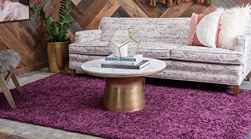 Unique Loom Solid Shag Collection Area Rug (2' x 3' 1" Rectangle, Eggplant Purple) - color: Eggplant Purple, size: 2' x 3'1" (Rectangular)