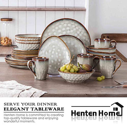 Henten Home Ceramic Appetizer Plate Set, 6.75 Inch Dessert Plates, Reactive Glaze Serving Plates for Snack, Sushi, Set of 4, Microwave & Dishwasher Safe (White) - color: White, size: 6.75 inch