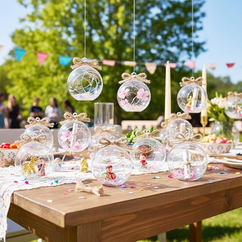 24pcs of Hanging Candle Holders - Glass LED Tealight Holders, Glass Globe Plant Terrariums, 2.36"/6cm Hanging Tealight Holder Terrariums for Birthday Party Tree Christmas Wedding Home Decor - size: 24pcs (2.36"Diameter)