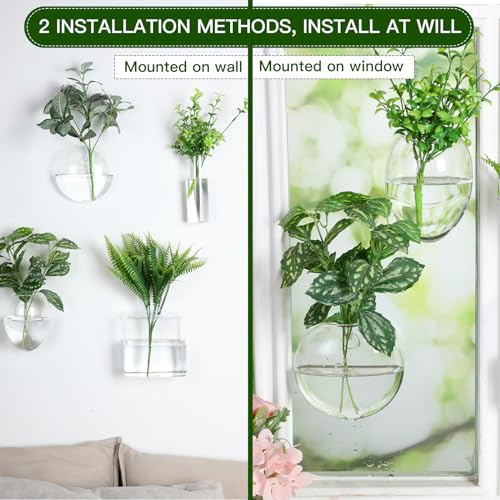 4 Pcs Wall Hanging Planter Wall Window Propagation Station Hanging Planter Glass Terrarium Container Plant Propagation Station Vase for Garden Office Decor(Geometric)