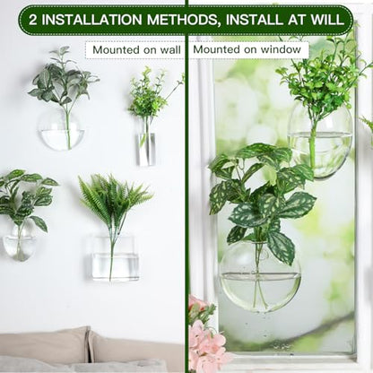 4 Pcs Wall Hanging Planter Wall Window Propagation Station Hanging Planter Glass Terrarium Container Plant Propagation Station Vase for Garden Office Decor(Geometric)