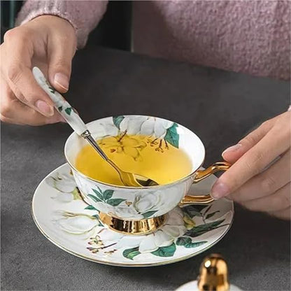 Strictly Bone China Coffee Cup and Saucer Set Ceramic British Afternoon Tea - color: C