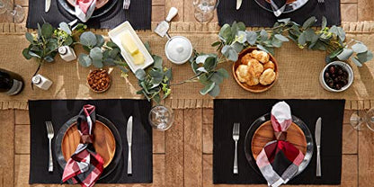 DII Basic Everyday Ribbed Tabletop 100% Cotton, Placemat Set, 13x19, Black, 6 Piece - color: Black, size: 13x19"