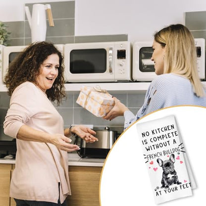 French Bulldog Funny Dog Kitchen Towels for Women - French Bulldog Waffle Weave Hand Towels,A Kitchen is Not Complete Dish Towel for Home Bathroom,16×24 Inch - color: French Bulldog