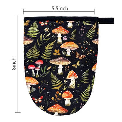 Mushroom Mini Silicone Oven Mitts 2-Pack Set, Heat Slip Resistant Kitchen Gloves, Soft Short Oven Mittens for Safe Cooking Baking Grilling - color: Mushroom