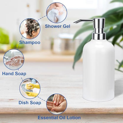Ceramic White Soap Dispenser Bathroom, 2 Pcs 16.9oz Hand Soap Dispenser for Kitchen, Hotel - color: White, size: 2pcs
