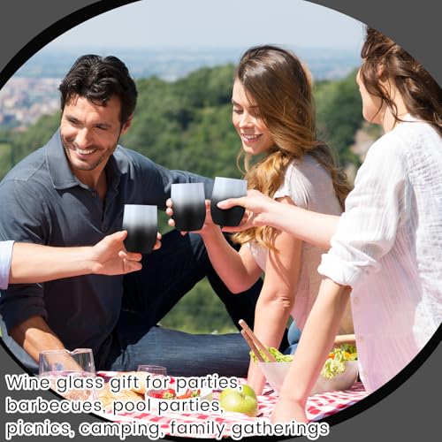 Remagr 16 Pack Stainless Steel Wine Tumblers 12 oz Insulated Vacuum Wine Cup Set Double Wall Stainless Steel Stemless Mug Glasses for Coffee Soda Whiskey Outdoor Travel (Black and White) - color: Black/White
