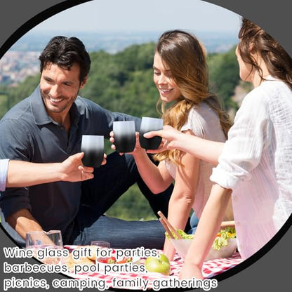 Remagr 16 Pack Stainless Steel Wine Tumblers 12 oz Insulated Vacuum Wine Cup Set Double Wall Stainless Steel Stemless Mug Glasses for Coffee Soda Whiskey Outdoor Travel (Black and White) - color: Black/White