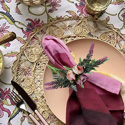 Flower Napkin Rings, Set of 4, Thanksgiving & Weddings, Farmhouse Style, Lavender - style: Lavender