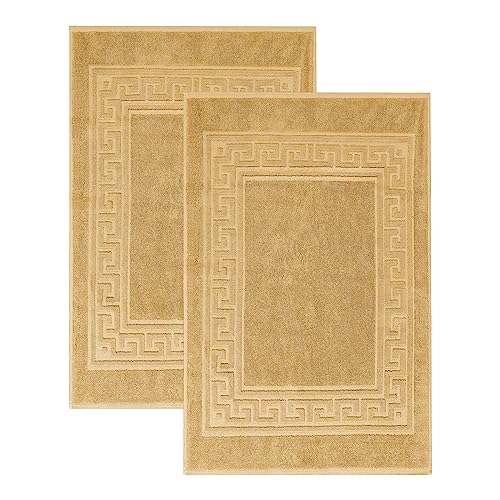 Superior Heavyweight Cotton Bath Mats, Bath Rugs For Bathroom Accessories, Washable Rug For Shower, Bath, Toilet, Modern Decor, No Backing, Luxury Hotel And Spa Quality, Set of 2, 22" x 35", Gold - color: Gold, size: 22" x 35" (Set of 2)