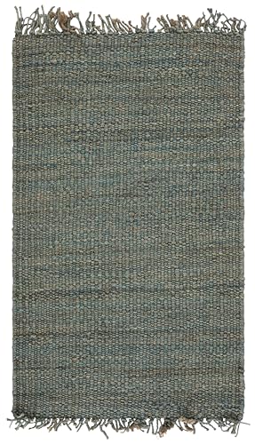 SAFAVIEH Natural Fiber Collection Accent Rug - 3' x 5', Blue, Handmade Boho Fringe Woven Jute, Ideal for High Traffic Areas in Entryway, Living Room, Bedroom (NF368E) - color: Blue, size: 3' x 5' (Rectangular)