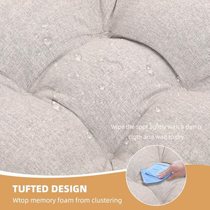 RACE LEAF Khaki Chair Cushions 4 Pack, 15.5" X 15.5" Indoor Seat Cushions, Tufted Memory Foam Dining Room Chair Pads with Ties and Non-Slip Backing - color: Khaki