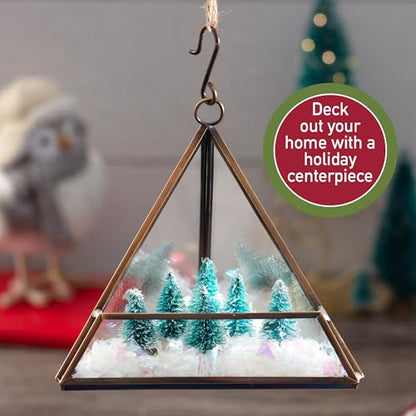 D'Eco Glass Copper Mini Triangle Tabletop or Hanging Planter Terrarium | Geometric Planter Terrarium, Fill Display w Succulents, Moss, Air Plants, Ferns, Home, Wedding & Office Decor, Dims:5x5x5"