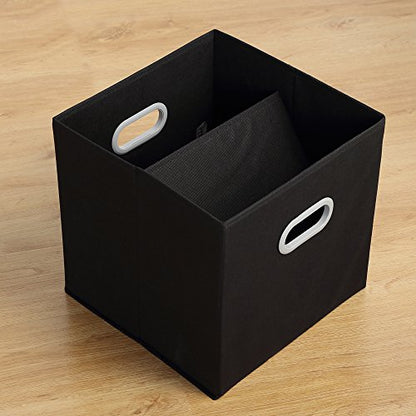 MAX Houser Fabric Storage Cubes Bins with Dual Plastic Handles, Closet Bedroom Drawer Organizer, Black - color: 12 black