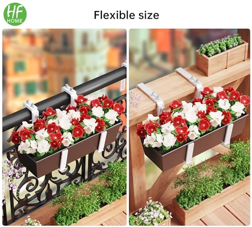 HFHOME Set of 4 Adjustable Window Planter Box Brackets, White Brackets for Window Boxes Planters, Planter Shelving with Adjustable Size The Width of The Bottom of The Planter Box (Patent Registered) - size: Set of 4 - White