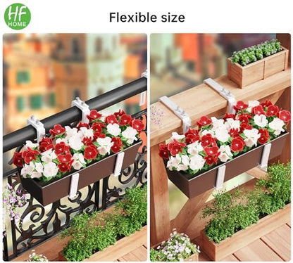 HFHOME Set of 4 Adjustable Window Planter Box Brackets, White Brackets for Window Boxes Planters, Planter Shelving with Adjustable Size The Width of The Bottom of The Planter Box (Patent Registered) - size: Set of 4 - White
