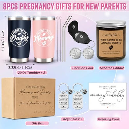 Pregnancy Gifts for New Parents, Mommy and Daddy 20 Oz Tumbler Gift Set for Expecting First Time Parents, Baby Shower, Gender Reveal, First Time Mom and Dad, Mother's Day, Father's Day, Christmas Gift