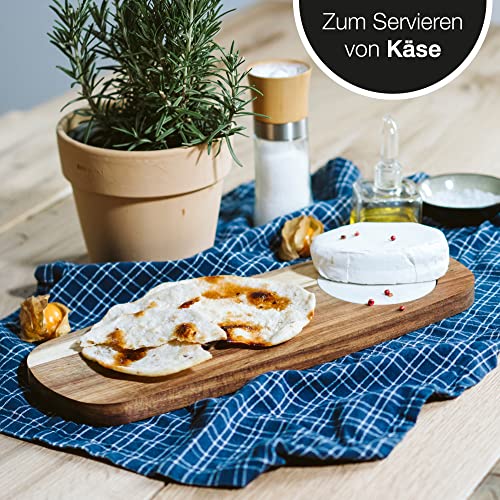 Moritz & Moritz Wooden Serving Board with Marble Plate - Acacia Wood Board - A Decorative Piece for Cutting, Arranging or Serving Cheese