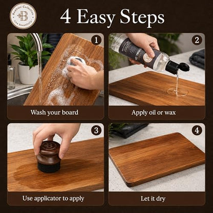 Cutting Board Oil Applicator Brush - Mineral Oil, Wax & Wood Oil Spreader for Cutting Boards, Butcher Blocks, Bamboo Boards, Wooden Utensils, Sealing & Maintaining Wood Surfaces, Brown - color: Brown