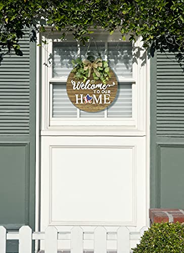 Interchange Welcome Sign Front Door Wreaths for Spring Fall Summer Winter | Rustic Wood Wreaths for Wall Home House Warming gifts Outdoor Farmhouse Porch All Seasons Holiday Halloween Christmas