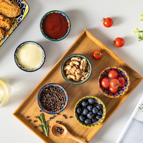 vancasso SIMI 2.7 Oz Ceramic Dipping Bowls Set of 6, Bohemian Sauce Bowls | For Soy Sauce, Sushi, Dips, and Condiments, Microwave and Dishwasher Safe, 3 Inch Mini Dishes, Bohemian Design