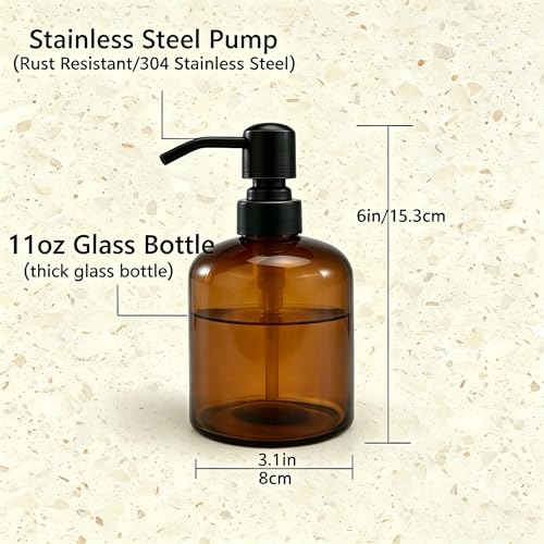 Clear Glass Soap Dispenser, 11 Oz Boston Round Bottle Dispenser with Stainless Steel Pump, Refillable Kitchen & Bathroom Countertop Dish Soap Dispenser, Oil Rubbed Bronze - color: Oil Rubbed Bronze