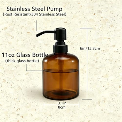 Clear Glass Soap Dispenser, 11 Oz Boston Round Bottle Dispenser with Stainless Steel Pump, Refillable Kitchen & Bathroom Countertop Dish Soap Dispenser, Oil Rubbed Bronze - color: Oil Rubbed Bronze
