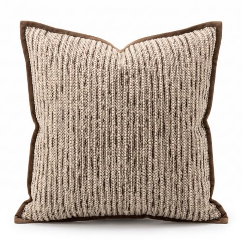 2 Pack Italian Minimalist Throw Pillow Covers, Brown Textured Chenille Boucle Decorative Cushion Cases for Couch Sofa Living Room Bedroom, 18x18 / 20x20Inches, Cover Only (A,M)