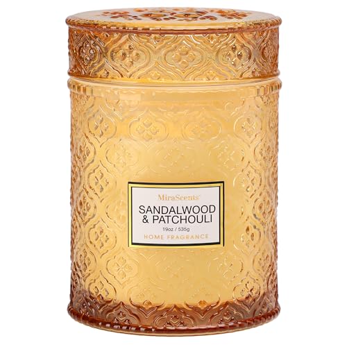 Sandalwood & Patchouli Candle, Luxury Decorative Glass Candle 19oz, Soy Wax Scented Gift for Women, Elegant Home Fragrance - color: SANDALWOOD