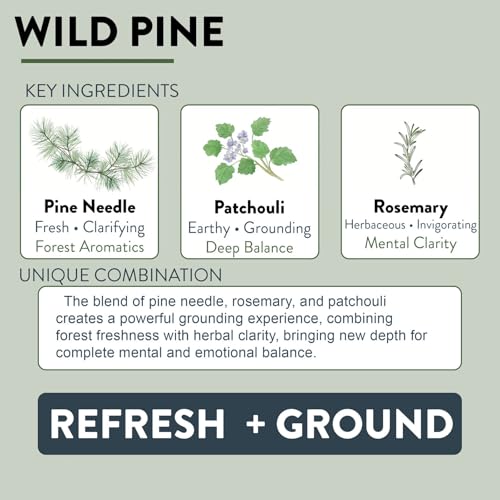 Wild Pine Candles for Home Aromatherapy, Hand Poured in Small Batches, 8oz Crackling Wood Wick Candle, 40+ Hours, 100% Soy Wax with Essential Oils, Winter Decor Gift