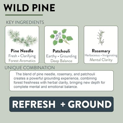 Wild Pine Candles for Home Aromatherapy, Hand Poured in Small Batches, 8oz Crackling Wood Wick Candle, 40+ Hours, 100% Soy Wax with Essential Oils, Winter Decor Gift