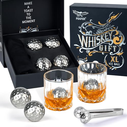 Men's Golfer Gifts, Fathers Day Anniversary Birthday Gifts for Dad Him Husband, 4 Whiskey Golf Ice Balls with 1 Tongs, Reusable Stainless Steel Whiskey Gift for Golf Lover 10pcs - color: Silver - Golf Balls