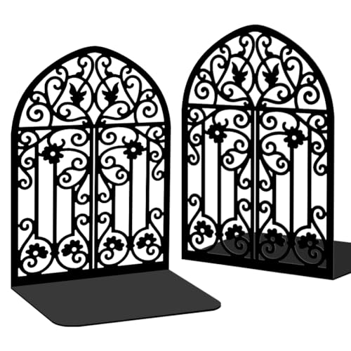 2 Pcs Vintage Door Bookends, Metal Decorative Bookends for Shelves, Heavy Duty Book Holders Suitable for Multiple Scenarios, Black - style: Retro Door