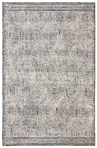 SAFAVIEH Abstract Collection Accent Rug - 2' x 3', Ivory & Charcoal, Handmade Wool, Ideal for High Traffic Areas in Entryway, Living Room, Bedroom (ABT340H) - color: Ivory/Charcoal, size: 2' x 3' (Rectangular)