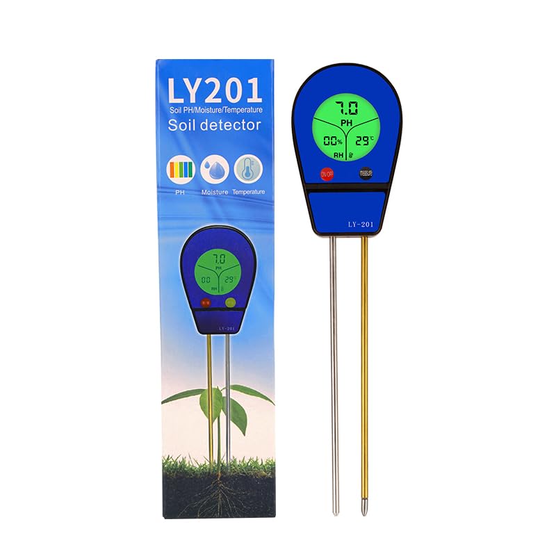 3-in-1 Digital Soil Tester, High Precision Soil pH Meter with LED Backlight, Soil Moisture & Temperature Detector, Fast Reading Soil Test Meter for Indoor Outdoor Garden Lawn Farm Plant Care