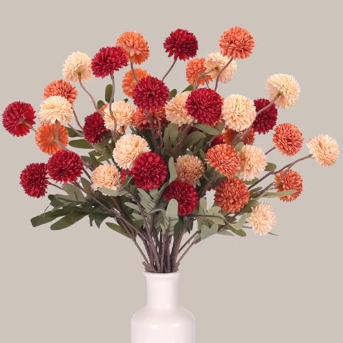 CEWOR 10pcs Fall Artificial Flowers for Vase, Fake Flowers for Autumn Table Centerpieces Decor, Aesthetic Artificial Flowers for DIY Bouquet Party Wedding Home Decor Floral Arrangements Centerpiece - color: 10pcs Orange
